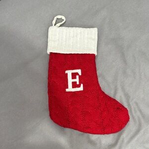 Red Knit Christmas Stocking with White Initial